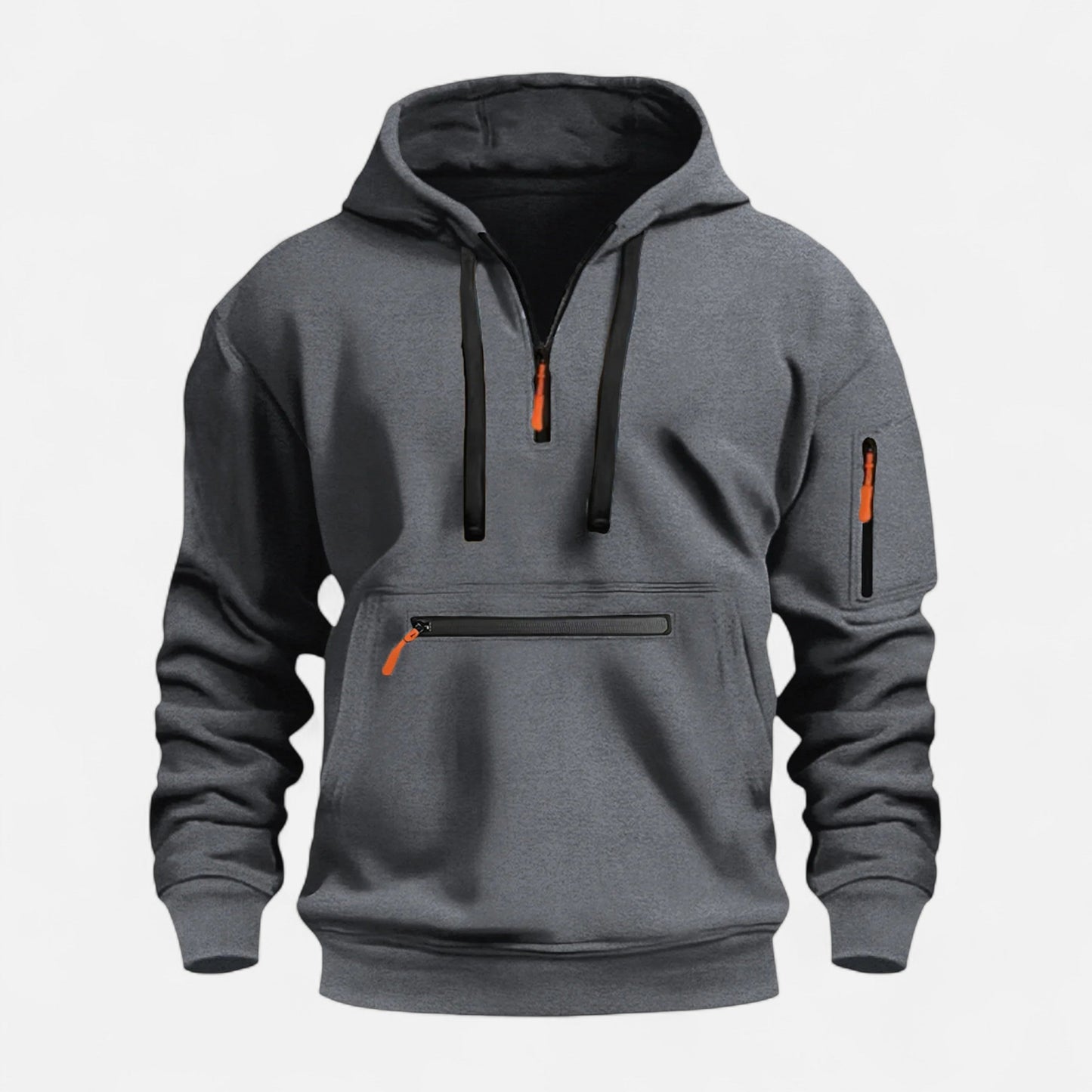 Logan Zip Hoodie – Men's Utility Pullover with Hood and Multi-Pocket Street Style
