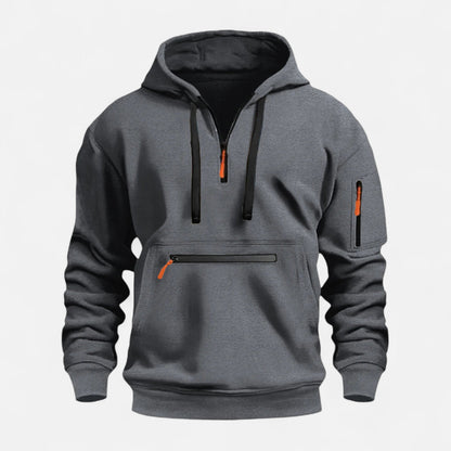 Logan Zip Hoodie – Men's Utility Pullover with Hood and Multi-Pocket Street Style