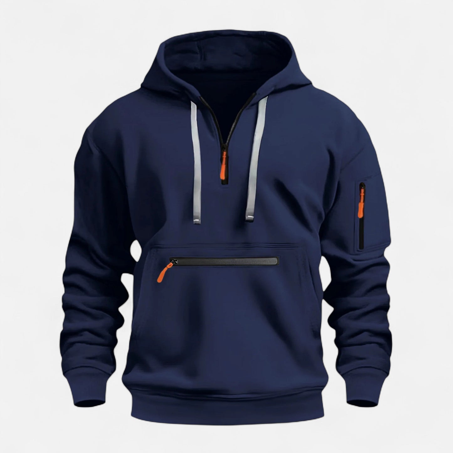 Logan Zip Hoodie – Men's Utility Pullover with Hood and Multi-Pocket Street Style