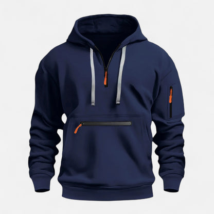 Logan Zip Hoodie – Men's Utility Pullover with Hood and Multi-Pocket Street Style