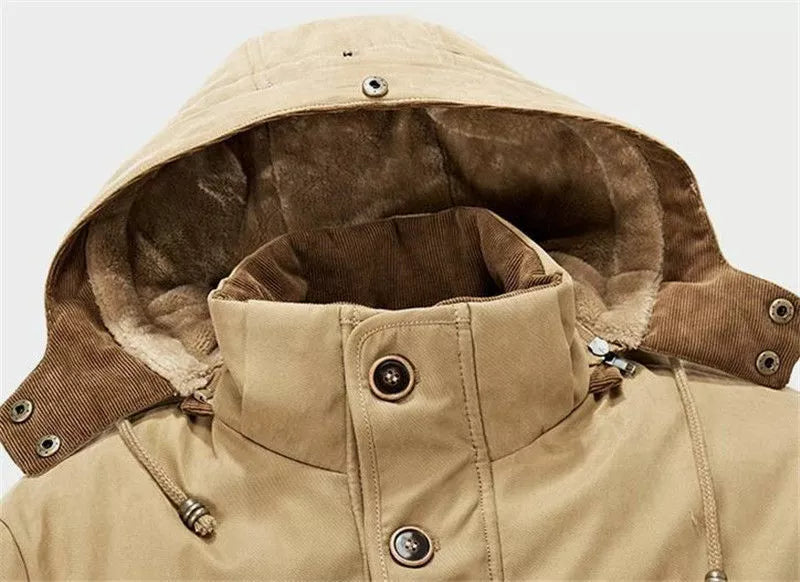 Hunter Winter Parka – Men's Fleece-Lined Jacket with Detachable Hood & Utility Pockets