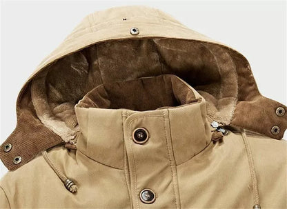 Hunter Winter Parka – Men's Fleece-Lined Jacket with Detachable Hood & Utility Pockets