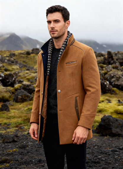 Kingsford Men’s Wool-Blend Coat – Mid-Length Jacket with Refined Detailing